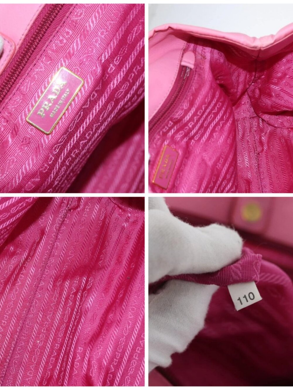 PRADA Hand Bag Nylon Pink Gold Auth 172515A - Picture 15 of 16